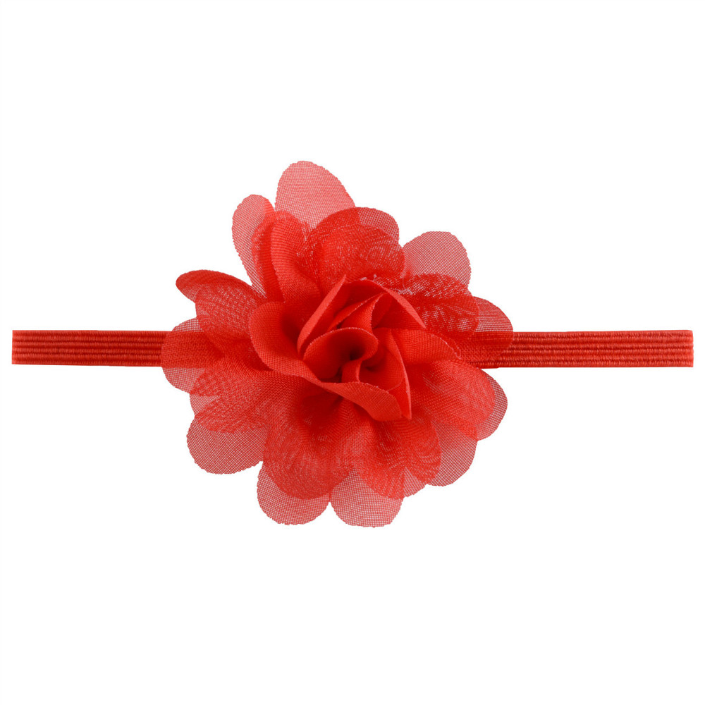 Детская повязка на голову с шифоновым цветком one size красный Киев - изображение 1