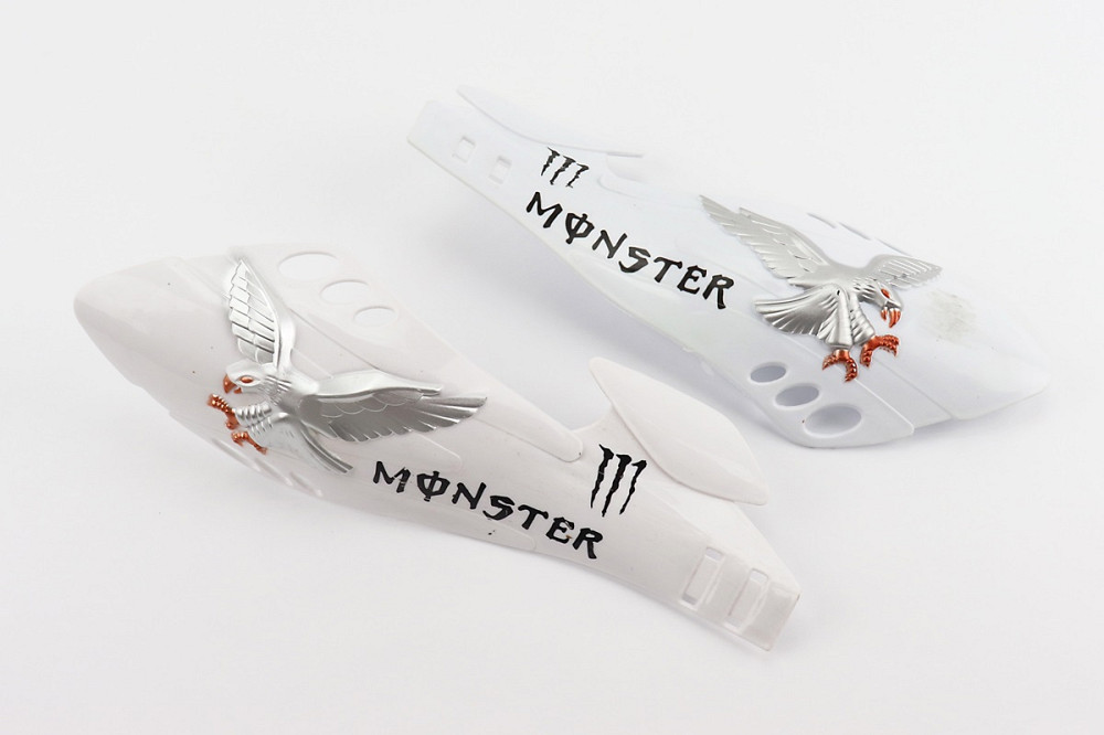 УЦІНКА РІЗНЕ Захист для рук лів., прав. к-кт 2шт "MONSTER ENERGY" БІЛИЙ тип2 (немає кріплень, подряпини на пластику, див. фото) Киев - изображение 1