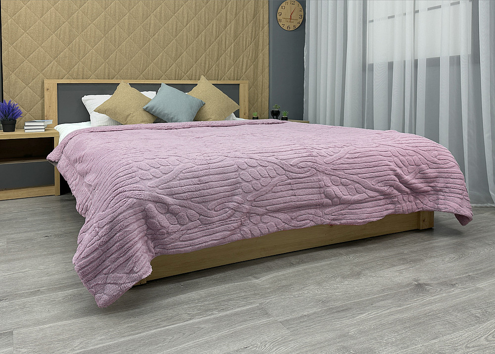 Плед 200х230 см (+-10см) на овчині "Косичка" колір ліловий (87-308) Київ - фото 4