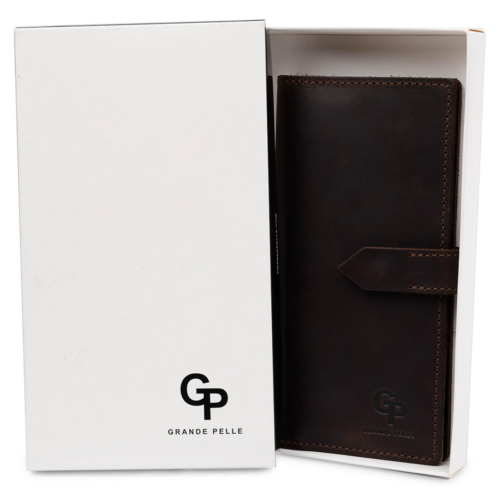 Кожаное мужское матовое портмоне GRANDE PELLE 11515 Коричневый Киев - изображение 5