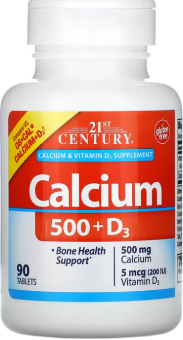 Кальций+витамин Д3 21st Century Calcium 500 mg + D3 90 таб Киев - изображение 1
