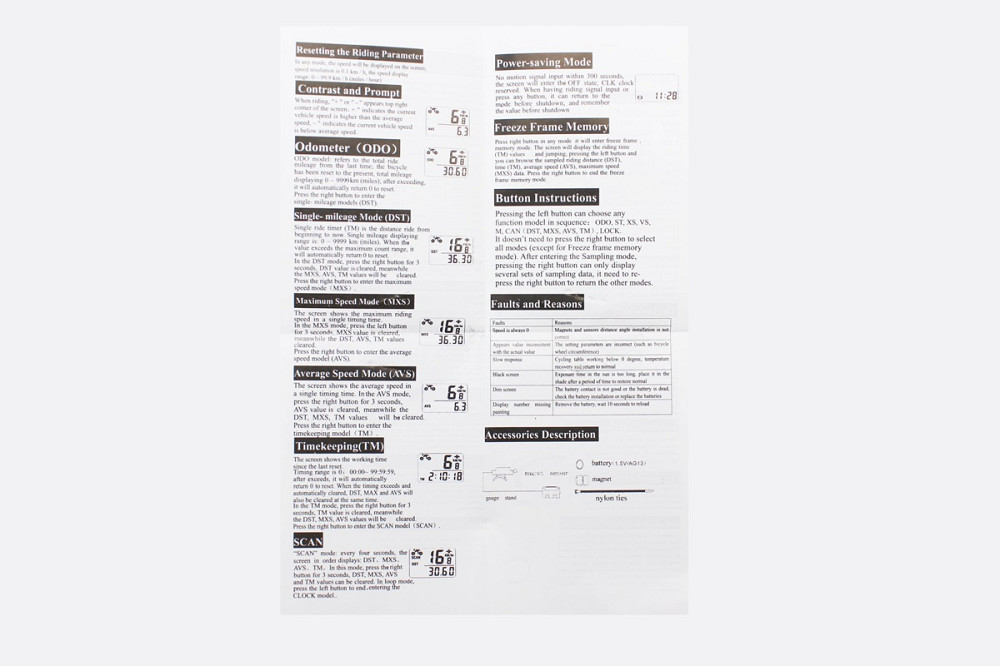 Велокомп'ютер 15-функцій, дротовий, чорний (без батарейок) Київ - фото 4