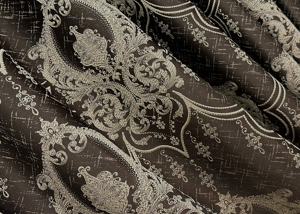 Комплект штор на люверсах VR-Textil Парча № 1774ш Венге с бежевым 155х270 см 2 шт (37-0263) Киев - изображение 7