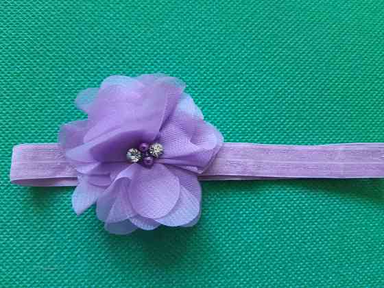 Детская повязка с цветком сиреневая - размер цветка 6,5см, размер универсальный (на резинке) Киев