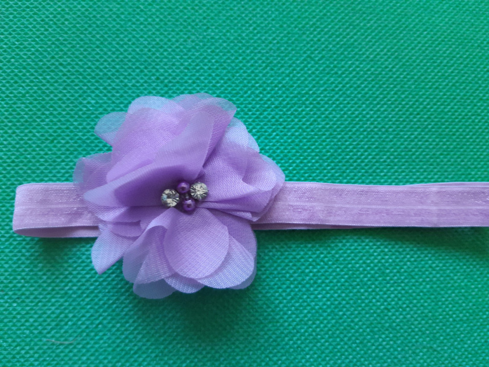 Детская повязка с цветком сиреневая - размер цветка 6,5см, размер универсальный (на резинке) Киев - изображение 1