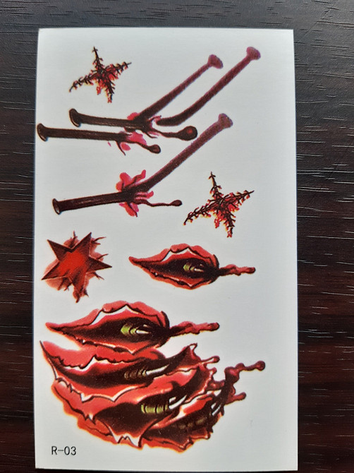 Тимчасова тату на хелловін Кігті 10 на 6 см різнобарвний Київ - фото 1