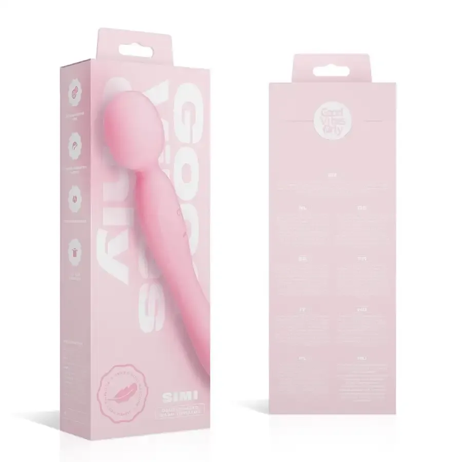 Двусторонний массажер-вибратор Good Vibes Only – SIMI Double-Sided Wand Vibrator Soft Silicone – Pink Львов - изображение 10