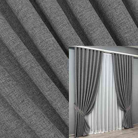 Комплект готовых штор VR-Textil Лен Мешковина № 108ш Серый 120х270см 2 шт (39-0035) Киев