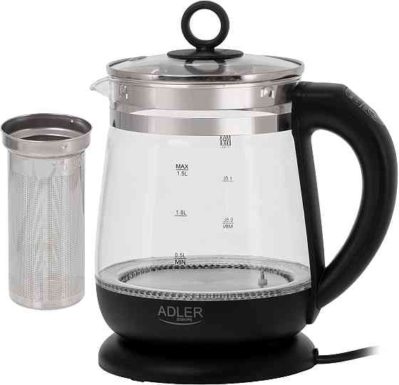 Електрочайник Adler AD 1299 1850-2200Вт/ 1.5л/ скло/ заварник/ встановлення температури/ чорний Вінниця