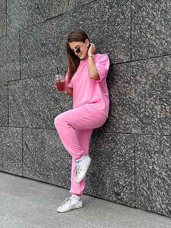 Спортивный костюм женский футболка и штаны джогеры Розовый M-L Харьков
