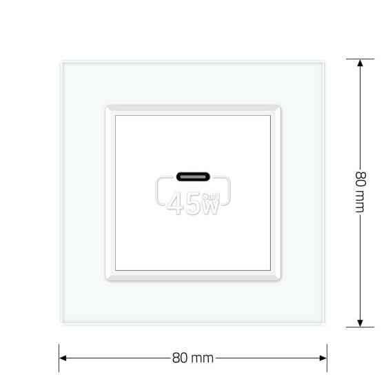 Розетка USB Type-C з Power Delivery 45W Livolo білий (VL-C7-FCUC-2WP) Коломыя