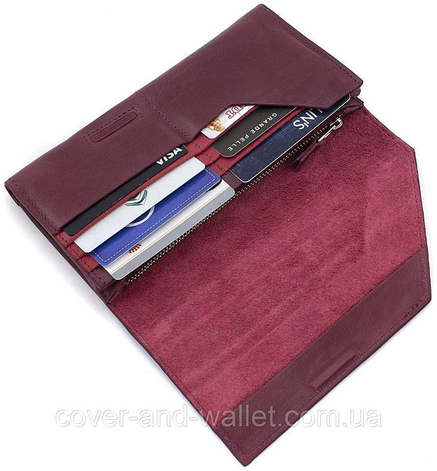 Бордовий жіночий гаманець з гладкої шкіри великого розміру Grande Pelle 19470 Київ - фото 7