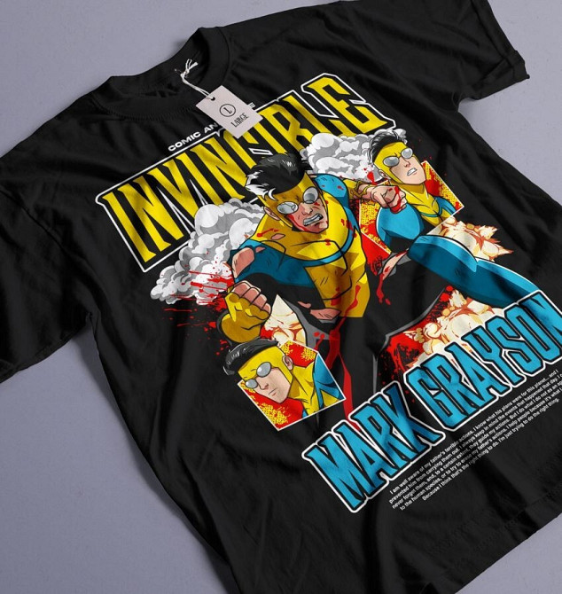Футболка для хлопчика з аніме принтом Інвінкібле Марк Інвінкібле Суперхеро оверсайз (зріст від 165 до 180) Чорний AnimeJ0848m Дніпро - фото 1