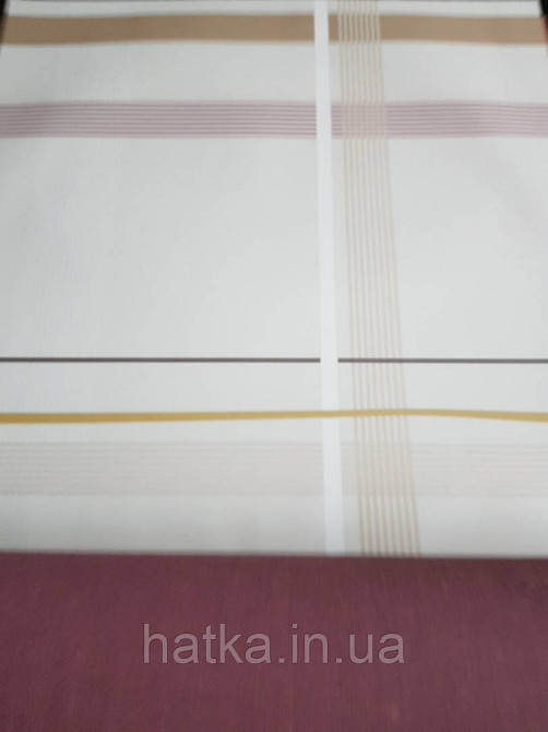 Шпалери вінілові Lutece Bensimon геометрія смуги квадрати білі жовті бордові зелені на світло-бежевому Київ - фото 3