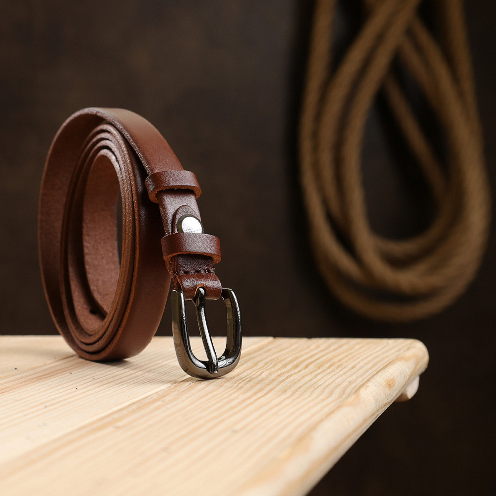 Гладкий кожаный женский ремень Vintage 20758 Коричневый Киев - изображение 8