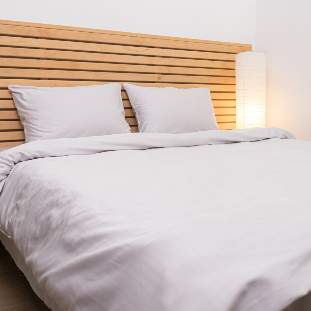 Евро комплект постельного белья Сатин Гладкий 135 г/м2 YouStar (Светло-серый) 2 х 70х70 Сумы - изображение 3