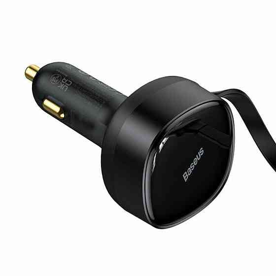 Автомобільний зарядний пристрій Baseus Enjoyment Retractable 2-in-1 Car Charger C+L 30W Black Ковель