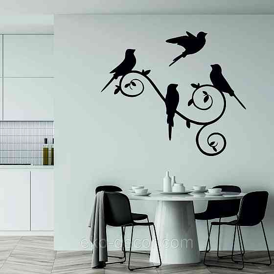 Декоративное настенное Панно «Птички», Декор на стену 70*51 см, Черный Киев