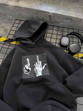 Жіноча молодіжна утеплена оверсайз худі з накатом трьохнитка на флісі Одеса