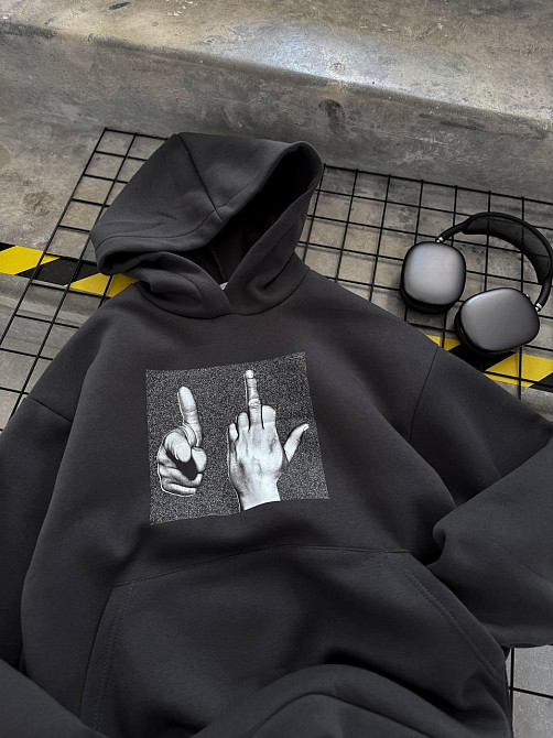 Жіноча молодіжна утеплена оверсайз худі з накатом трьохнитка на флісі Одеса - фото 4