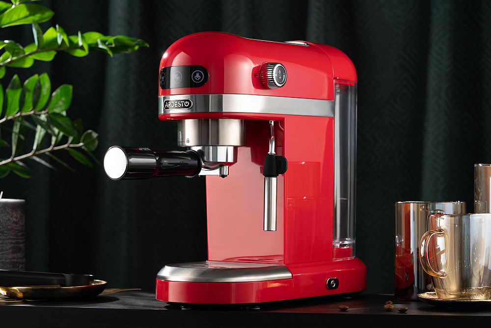Кавоварка ARDESTO ріжкова 1.4л, мелена, ручний капучинатор, підігрів чашок, червоний Київ - фото 8