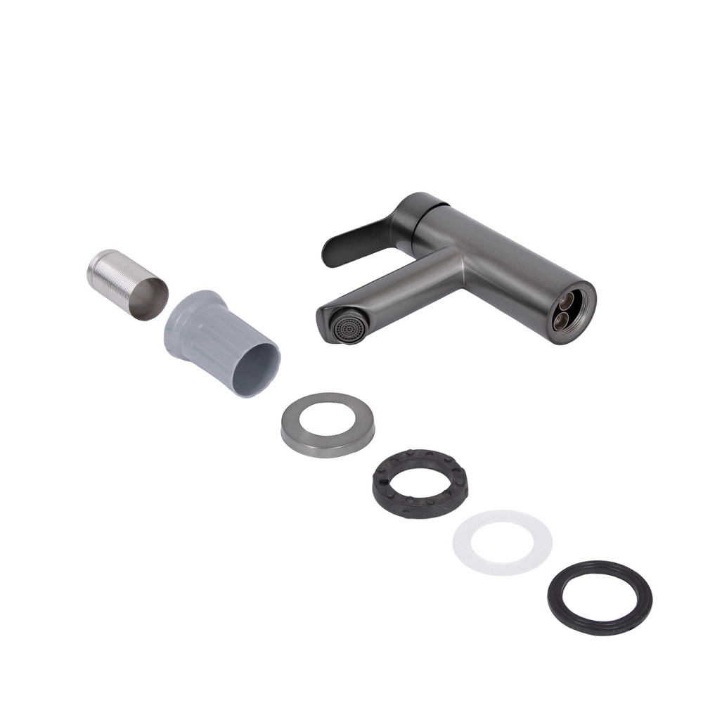 Смеситель для раковины Brinex Pure 001F низкий Gunmetal Black BRIPUR001FGRP Киев - изображение 15