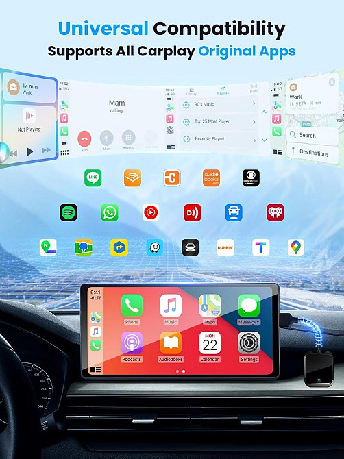 Бездротовий адаптер CarPlay Android Auto Oasplus для iPhone iOS10+ і Android 10+, USB-A Type-C, 5.8ГГц, Карплей Київ - фото 2