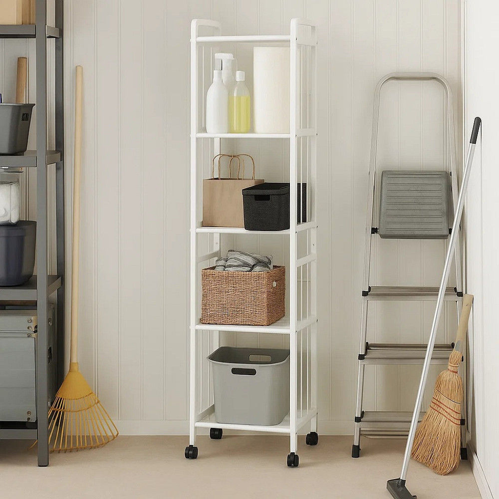 Стеллаж для кладовой,ванной комнаты,кухни полка напольная передвижная на колесах 5 ярусов 33х25х141 см Каменец-Подольский - изображение 10