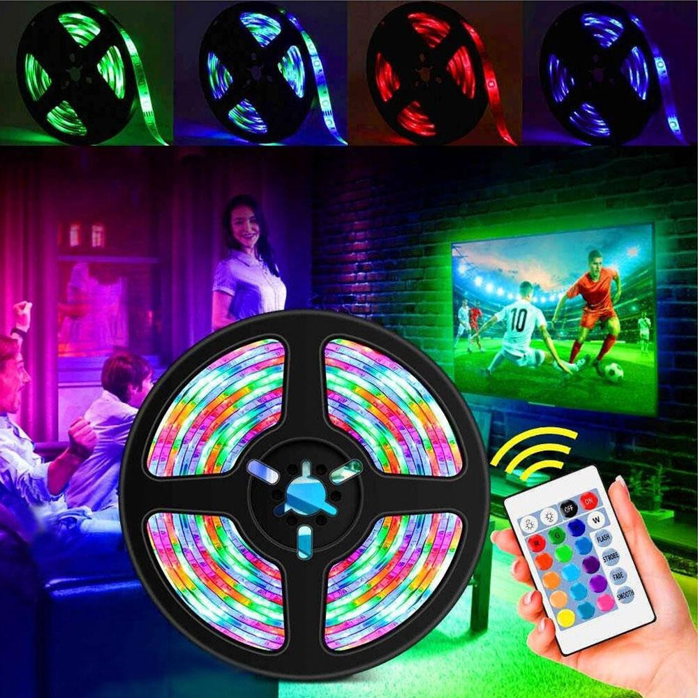 Світлодіодна стрічка RGB 5м 3528 + пульт + блок / Багатобарвна стрічка для підсвічування меблів / Гнучка лед стрічка Київ - фото 2