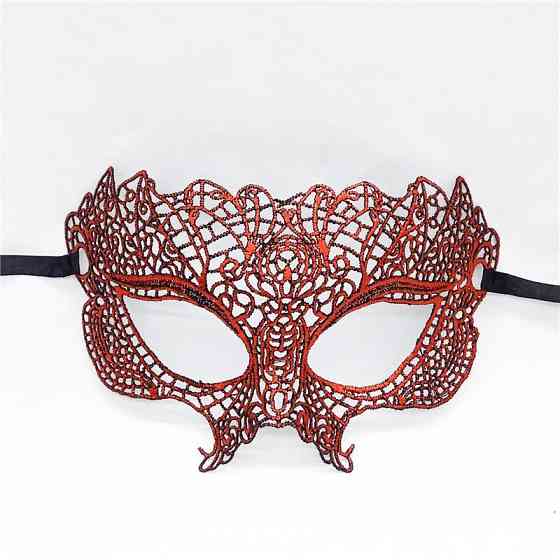 Маска венеціанська маскарадна на зав`язках 23 на 13 см червоний Київ