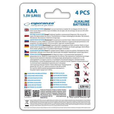 Батарейка Esperanza AAA LR03 Alkaline * 4 (EZB102) Винница - изображение 3