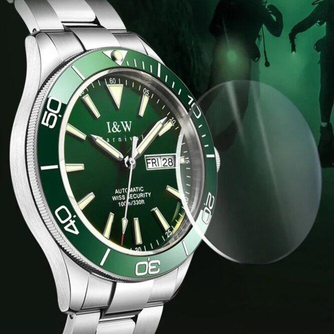 Годинник чоловічий механічний Carnival Diver Leather Deluxe 10 Bar (2 ремінці) Київ - фото 15