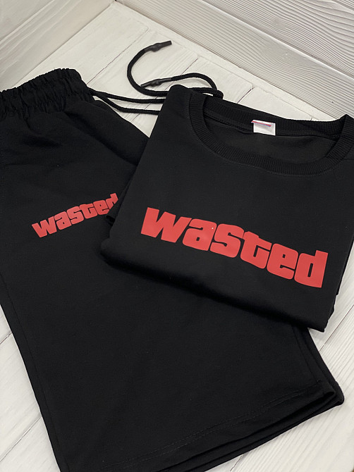 Костюм комплект Oversize літній Unisex  - WASTED (шорти + футболка) Чернівці - фото 3