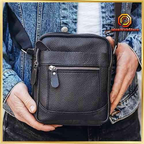 Чоловіча шкіряна сумка з натуральної шкіри Чорний месенджерTiding Bag LA3314-1BL Київ
