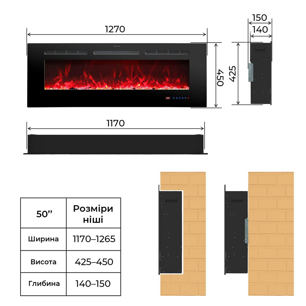 Електрокамін з обігрівом Royal Galaxy 50 RS зі звуком, розсипними дровами, кристалами, кольорами пол Львів - фото 3