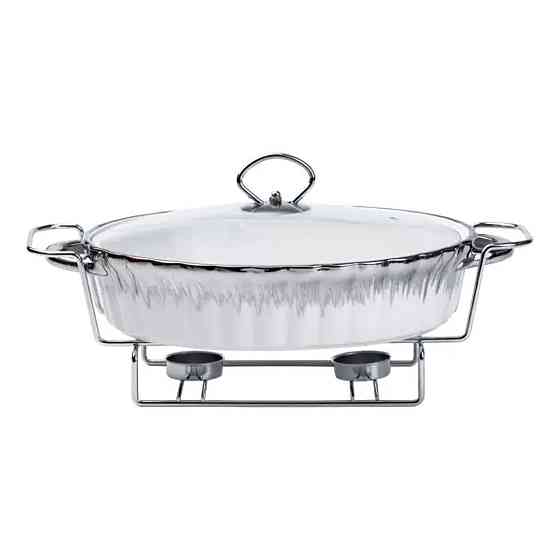 Марміт овальний порцелянаовий 1,5 літра на металевій підставці з підігрівом HP1023 Київ