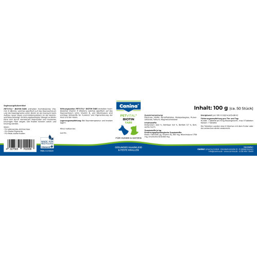 Витаминный комплекс Canina Petvital Biotin-Tabs для привередливых собак и кошек Биотин 100 г 50 табл. Киев - изображение 2