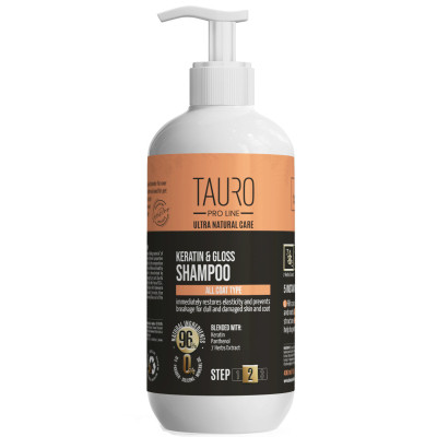Шампунь для животных Tauro Pro Line Ultra Natural Care Keratin & Gloss 400 мл (TPL63606) Винница - изображение 1