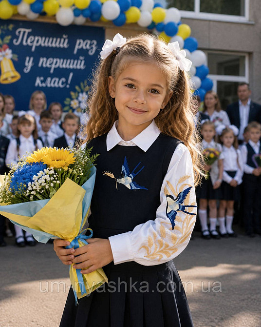 Біла сорочка + манішка-жилетка з вишивкою Ластівки-колоски 122-140 Кривий Ріг - фото 1
