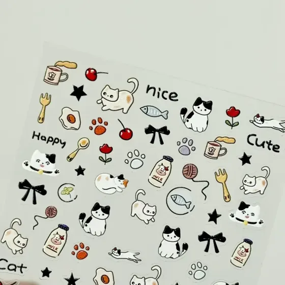 3D наклейки для нігтів із котиками – водостійкі самоклеючі наліпки Київ