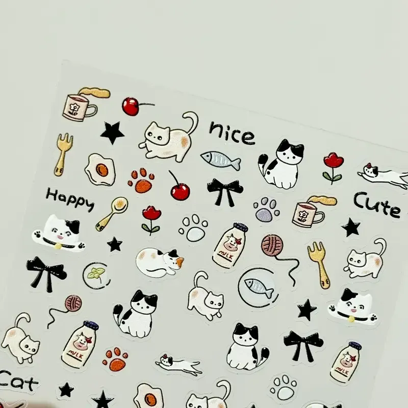 3D стикеры для ногтей с котиками – водостойкие самоклеящиеся наклейки Киев - изображение 4