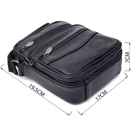 Практичная вертикальная сумка с ручкой для мужчин из натуральной кожи Vintage 22864 Черный Киев