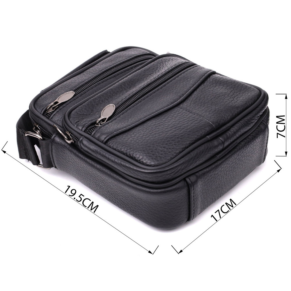 Практичная вертикальная сумка с ручкой для мужчин из натуральной кожи Vintage 22864 Черный Киев - изображение 3