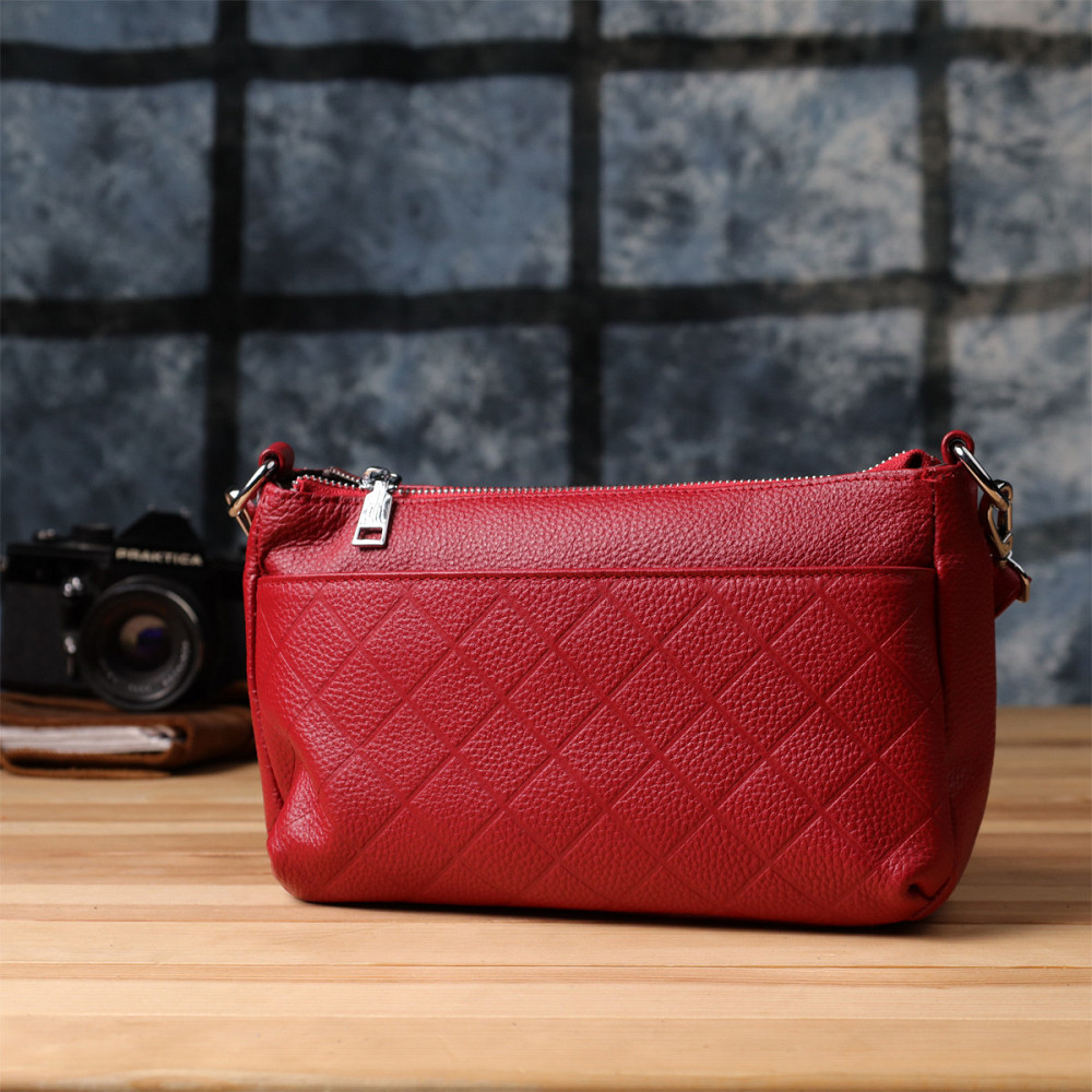 Жіноча шкіряна сумка з двома зручними ремінцями Vintage 22927 Червоний Київ - фото 9