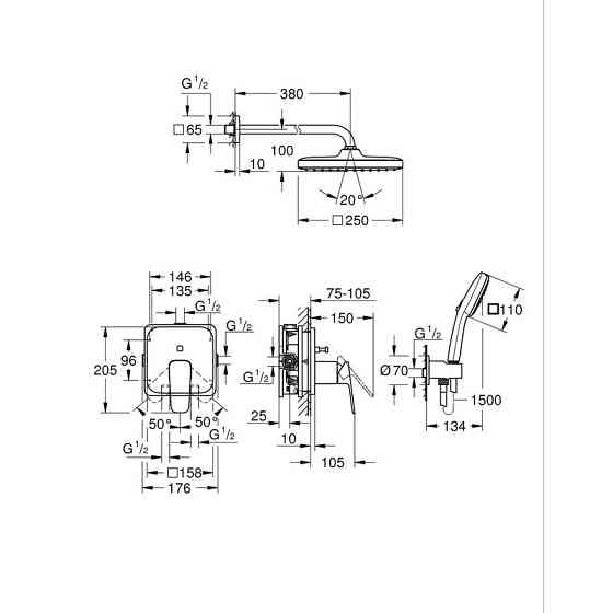 Душова система прихованого монтажу Grohe Cubeo з Tempesta 250 (1053360000) ( 39806 ) Харьков
