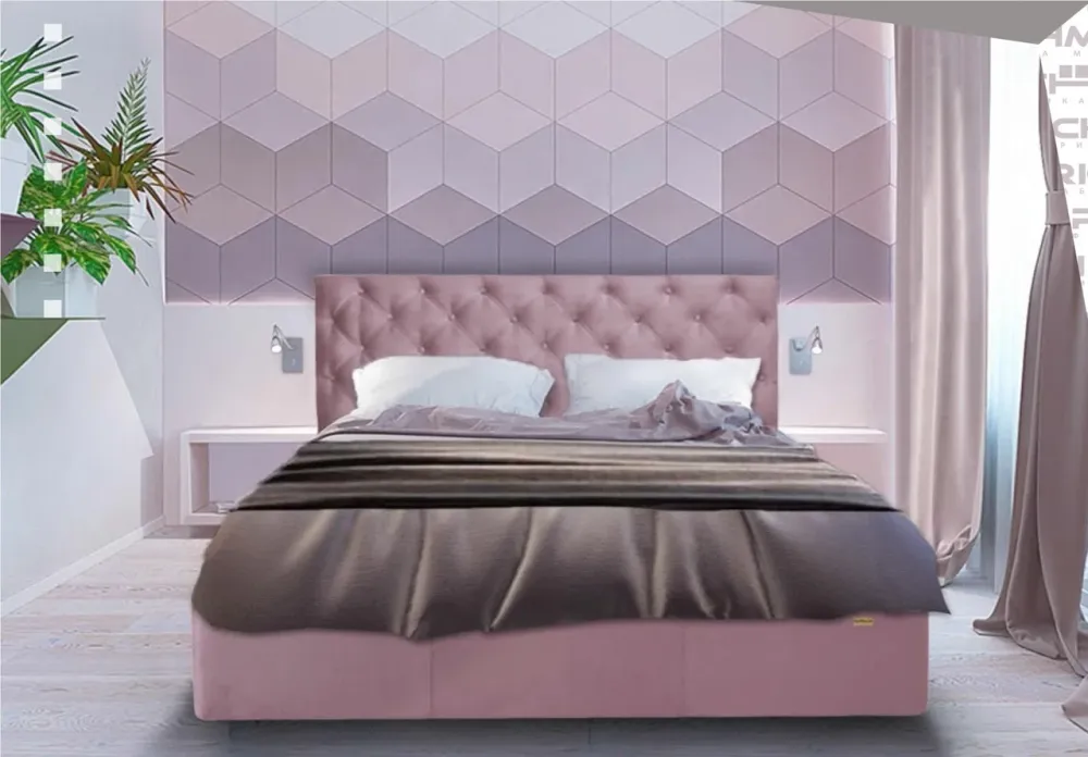 Кровать Двуспальная Coventry Comfort 160 х 200 см Missoni 021 С подъемным механизмом и нишей для белья Темно-розовый Киев - изображение 6