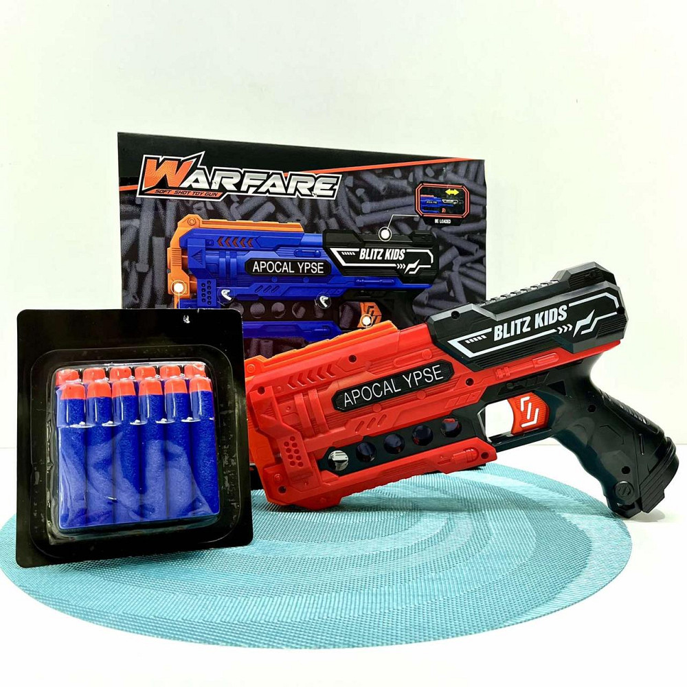 Пістолет іграшковий бластер 12 м'яких патронів у коробці Вид 2 Червоний (JLX7267) Чернигов - изображение 4