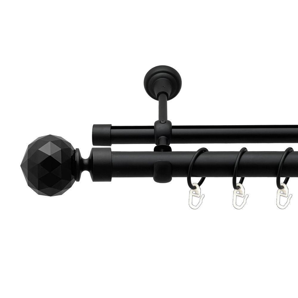 Карниз Orvit Люміера Неро металевий дворядний опозитний гладка \ профільна труба кільце металеве Чорний Львов - изображение 1