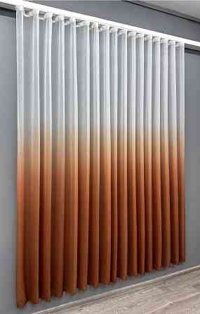 Тюль VR-Textil 577т Растяжка «Омбре» на батисте (под лен) с утяжелителем Терракотовый с белым 300х230 см (42-0697) Киев