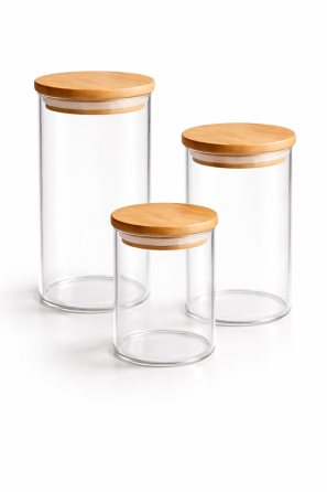 Банка для зберігання продуктів із бамбуковою кришкою 1000 мл. Stenson 650 Київ